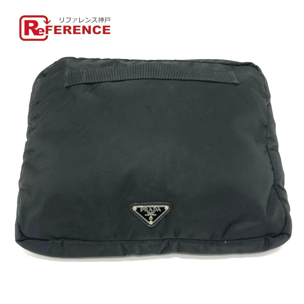 PRADA Triangle Plate Shoulder Bag Black